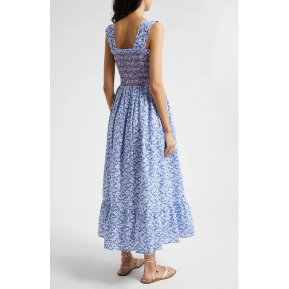 🆕 Mille Garden Smocked Floral Midi Dress Cotton Large 8-10 - Picture 3 of 12